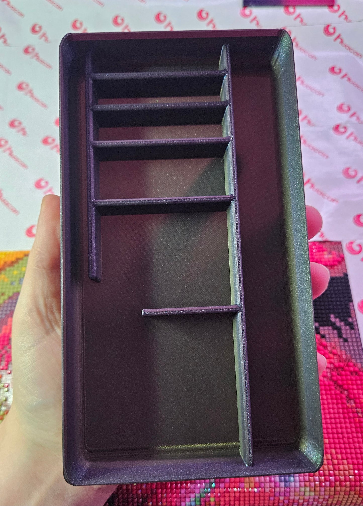 Diamond Painting Travel Box, Rhinestone Art Tool Organizer with Tray Lid, 3D Printed Craft Case