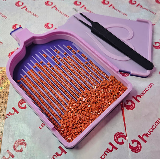 Stylish Heart Lid Diamond Art Tray with Center Spout & Washi Shelf, 3D Printed Rhinestone Painting Drill Tray