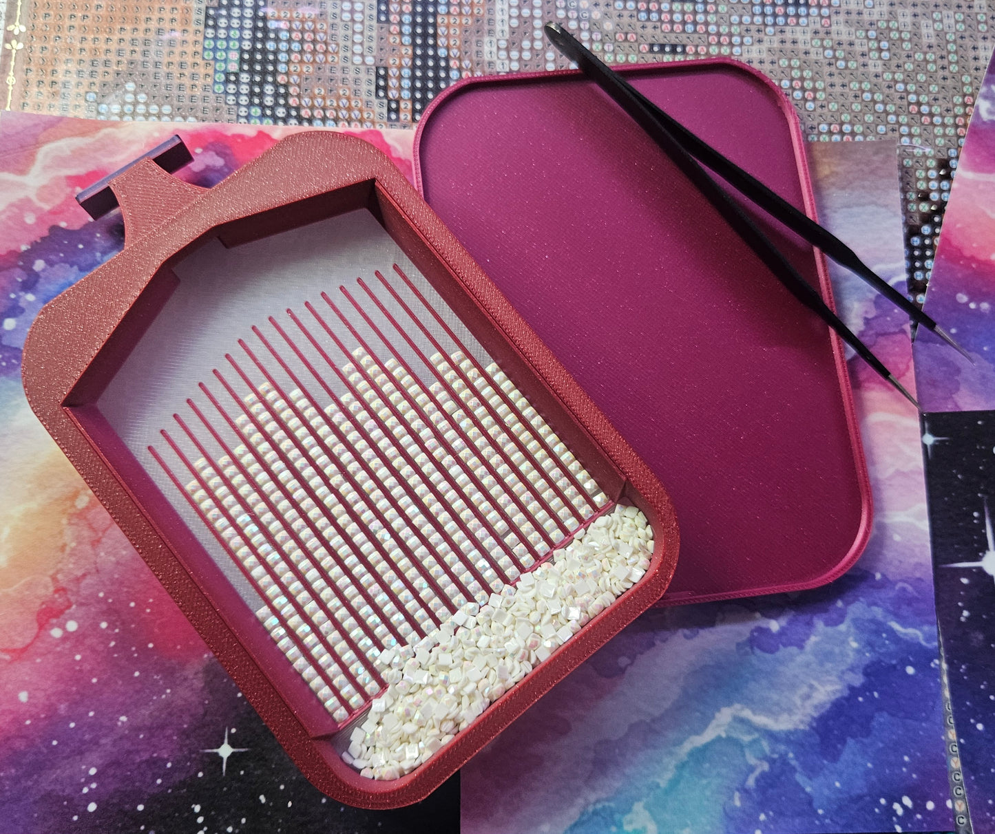 Multi-Color SOL Washi Deluxe Diamond Painting Tray, Large Rhinestone Art Tray with Snap-On Lid Cosmic Crafts