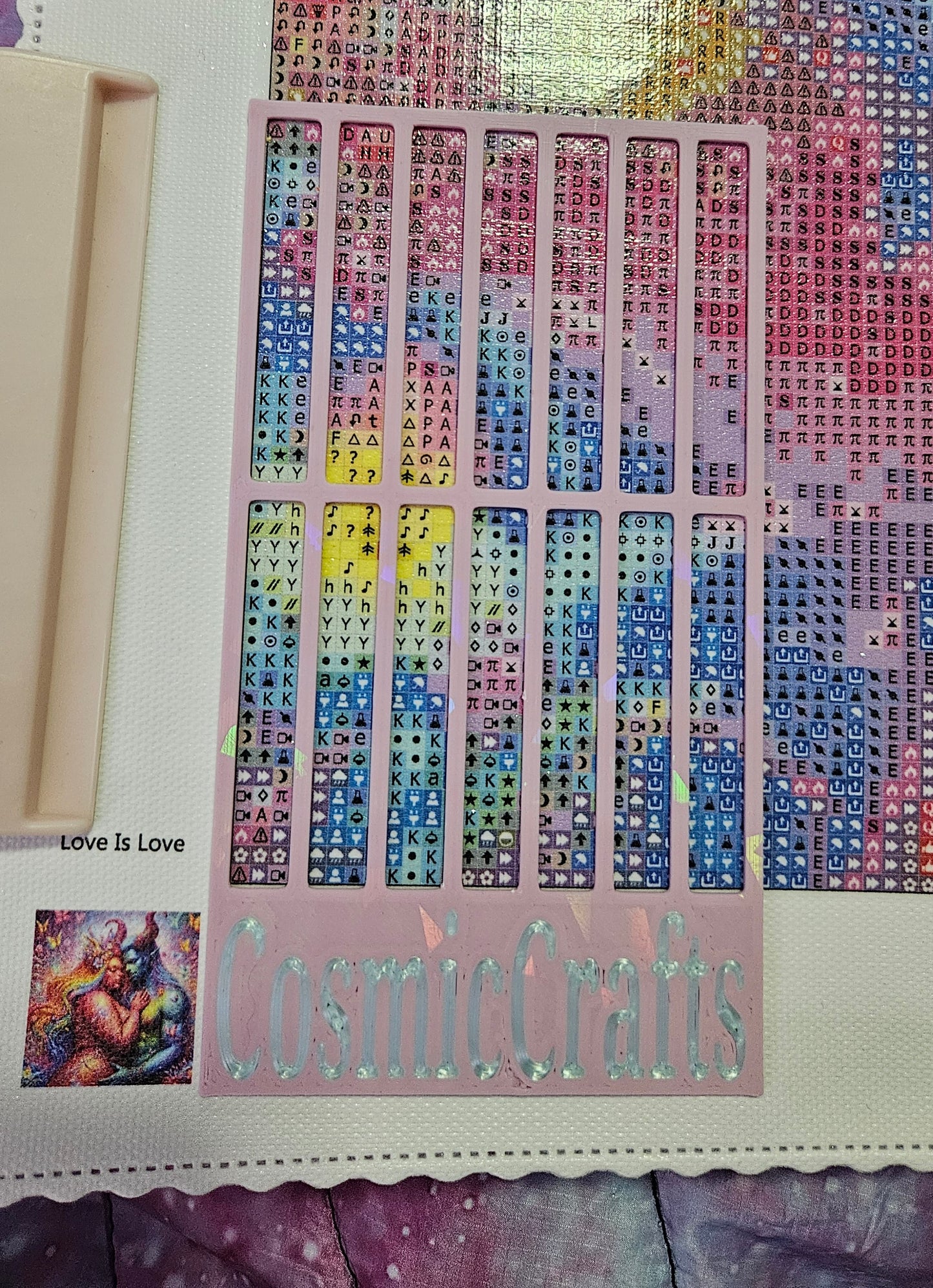 3D Printed Diamond Art Ruler, Compatible with Cosmic Craft & Forever Young Kits, 3-Row Spacing with Lift Tab