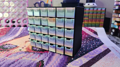 Small Diamond Painting Organizer, 3D Printed Mini Drawer System, Expandable Drill Storage for Diamond Art, Rhinestones, Beads & Crafts Cosmic Crafts