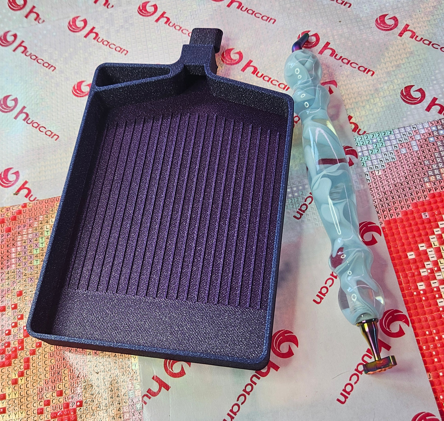 MINI-XXL Diamond Art Tray with Washi Feature & Stopper, Smaller Version of our XXL Tray,3D Printed Drill Tray with Trash Spot, Diamond Painting Tool