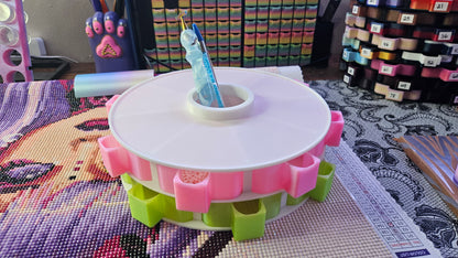 Thick Diamond Painting Carousel, Deep Tray Organizer for Drills & Beads, 3D Printed Spinning Storage Tower for Diamond Art