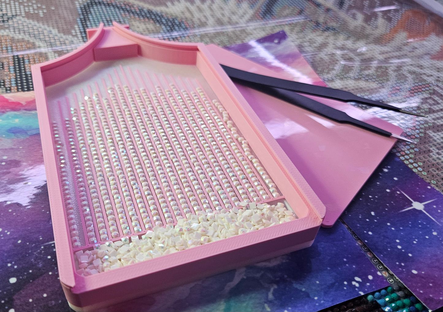 Multi-Color Long ECLIPSE WASHI Diamond Painting Tray with Lid, Spill Resistant Diamond Art Accessory (Copy) Cosmic Crafts
