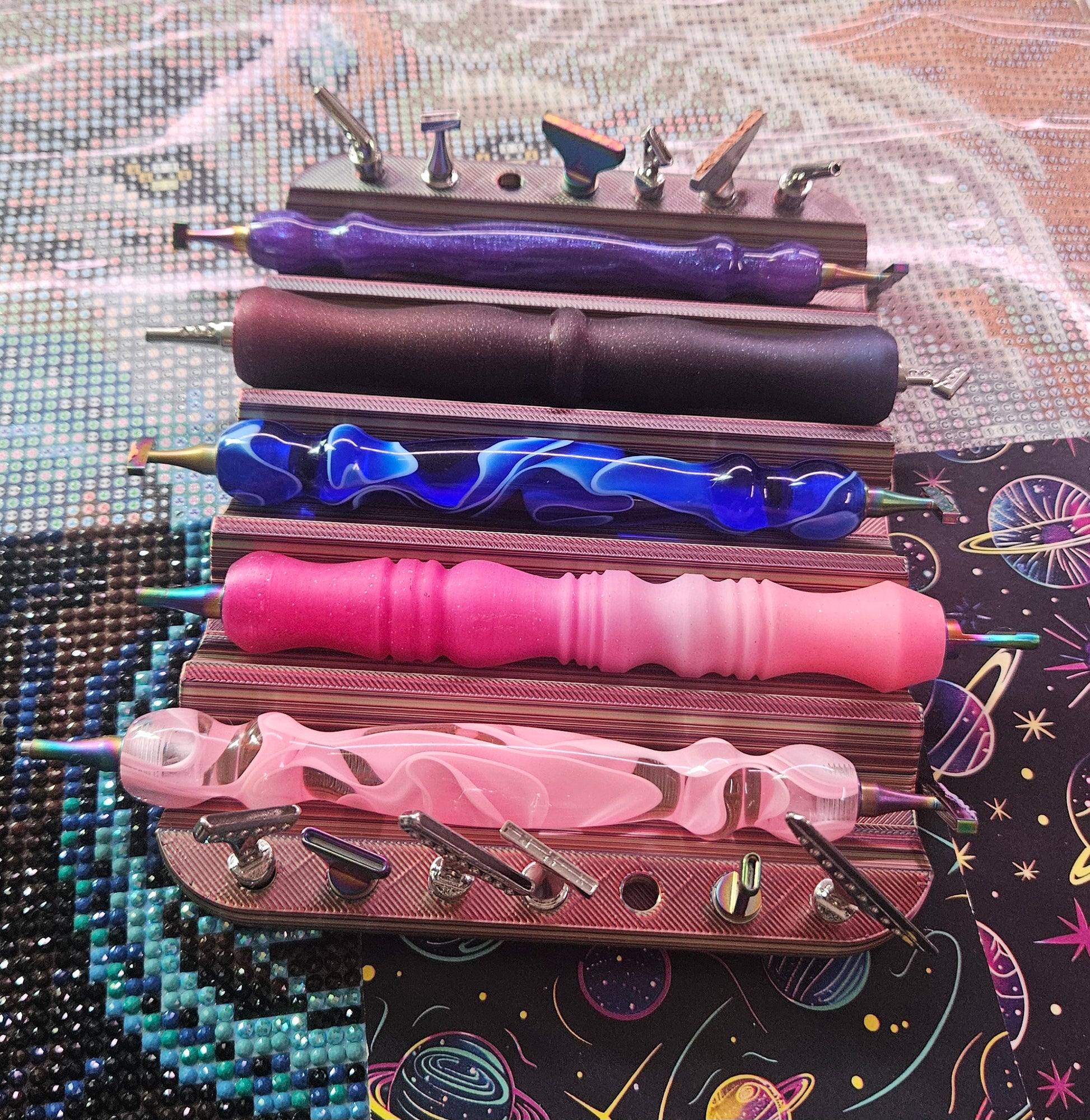 Diamond Painting Pen Holder, 5 Pen & 14 Tip Organizer, Diamond Art Tool Storage Cosmic Crafts