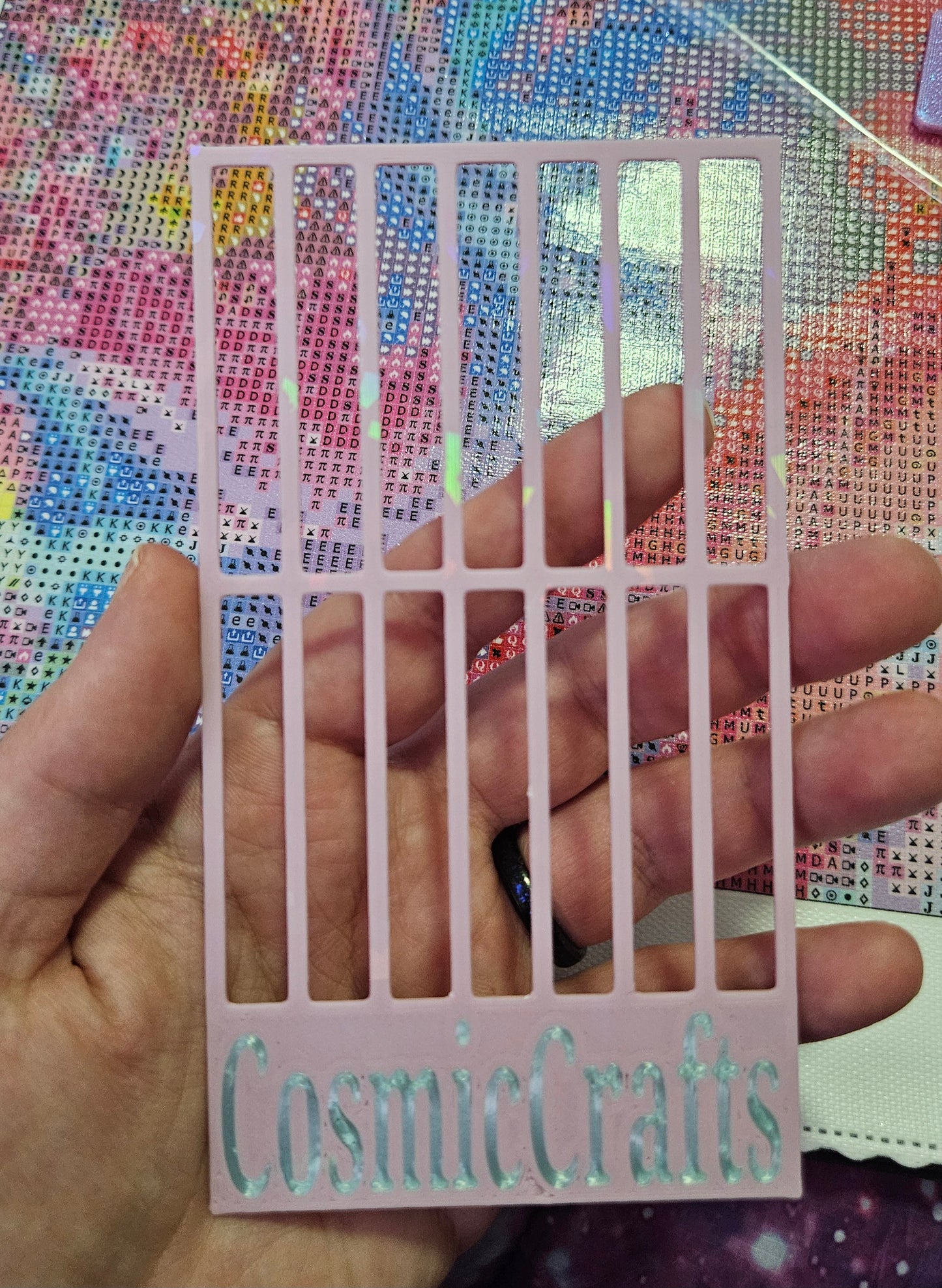 3D Printed Diamond Art Ruler, Compatible with Cosmic Craft & Forever Young Kits, 3-Row Spacing with Lift Tab