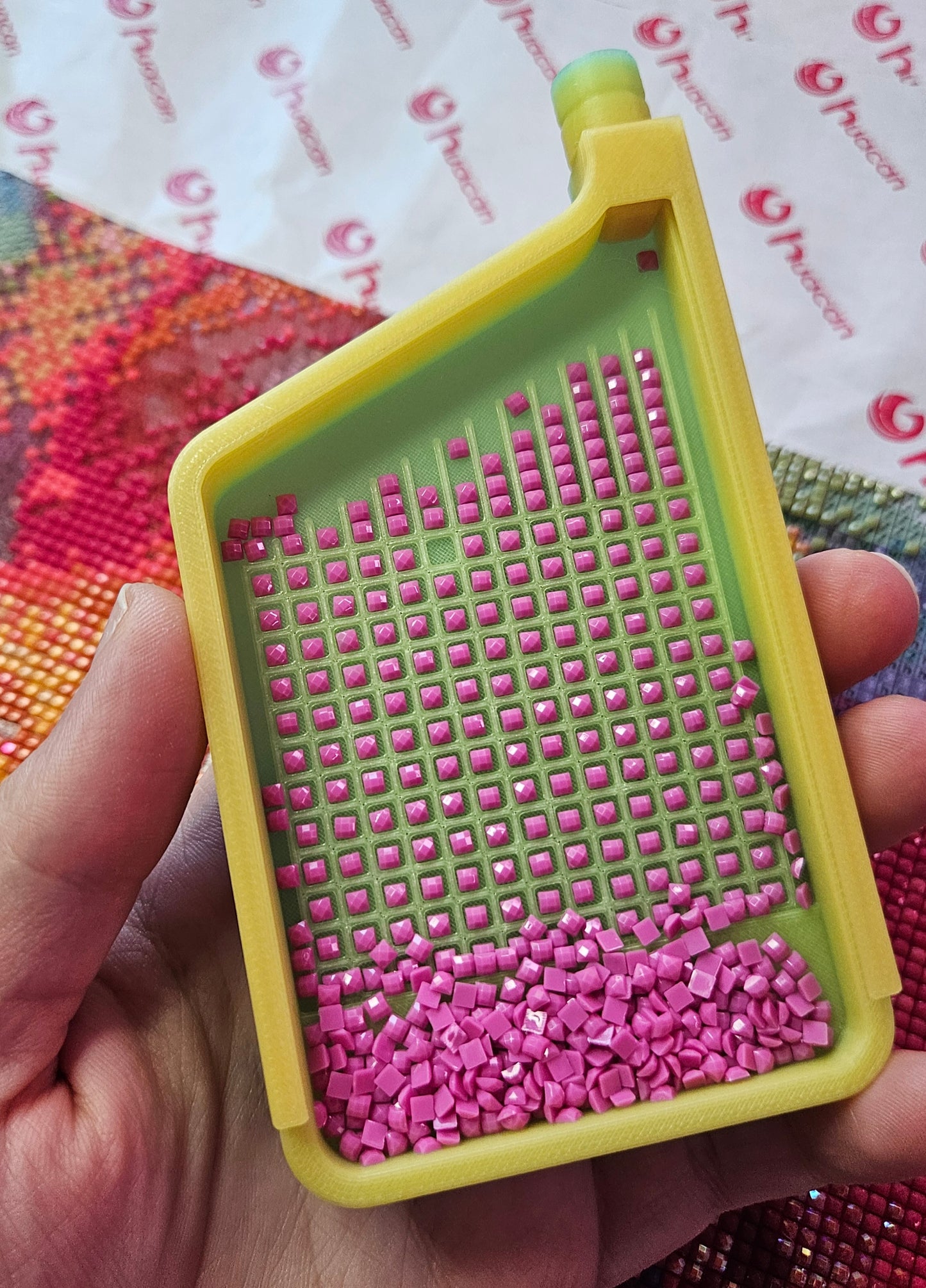 3D Printed Single Placer with Washi Diamond Art Tray, Stylish Diamond Painting Tool, Sliding Lid and Spout Stopper