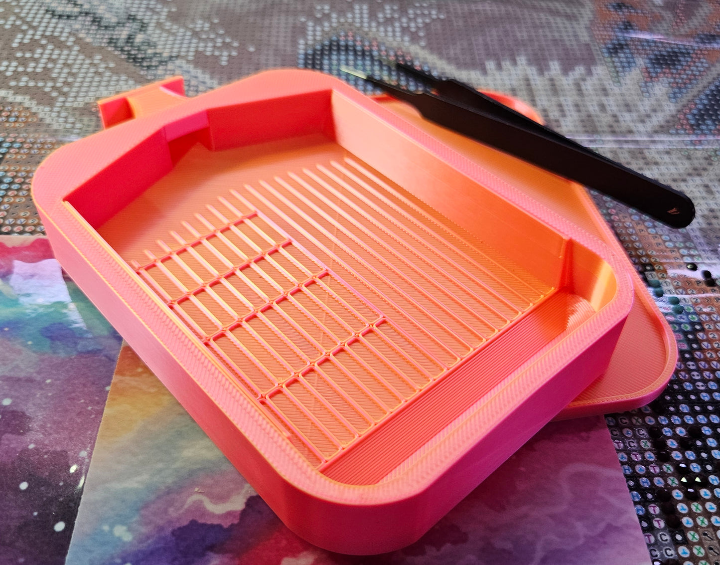 SOL Washi Multiplacer Diamond Painting Tray, Large Rhinestone Art Tray with Snap-On Lid Cosmic Crafts