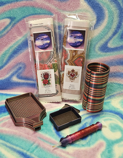 Red Hearts Shimmer & Save Diamond Painting Bundle Cosmic Crafts