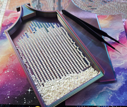 Long ECLIPSE WASHI Diamond Painting Tray with Lid, Spill Resistant Diamond Art Accessory Cosmic Crafts