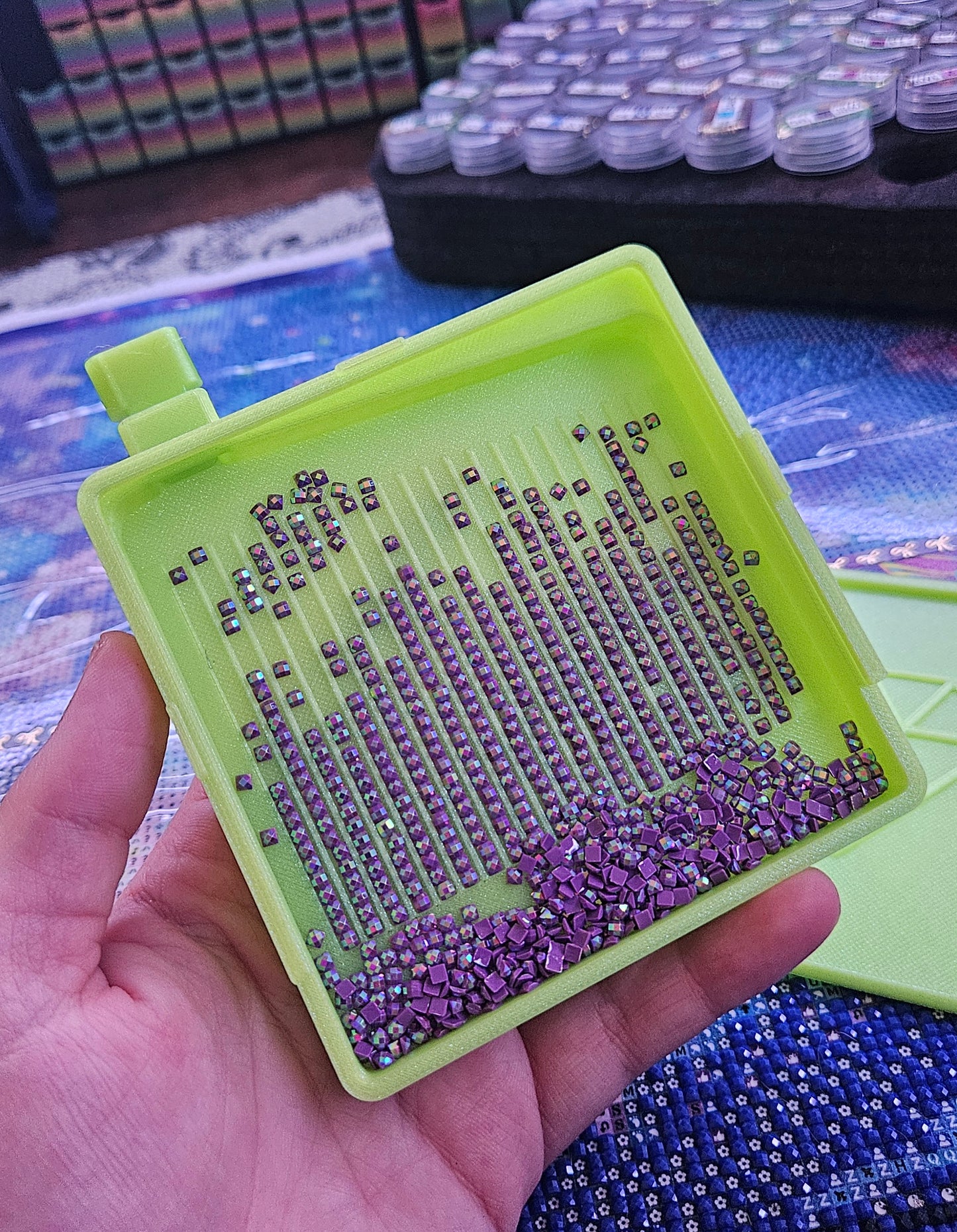 100x100mm Stacking Diamond Painting Washi Tray, 3D Printed Drill Tray with Washi Tape Shelf, Diamond Art Organizer, Rhinestone Art Tool