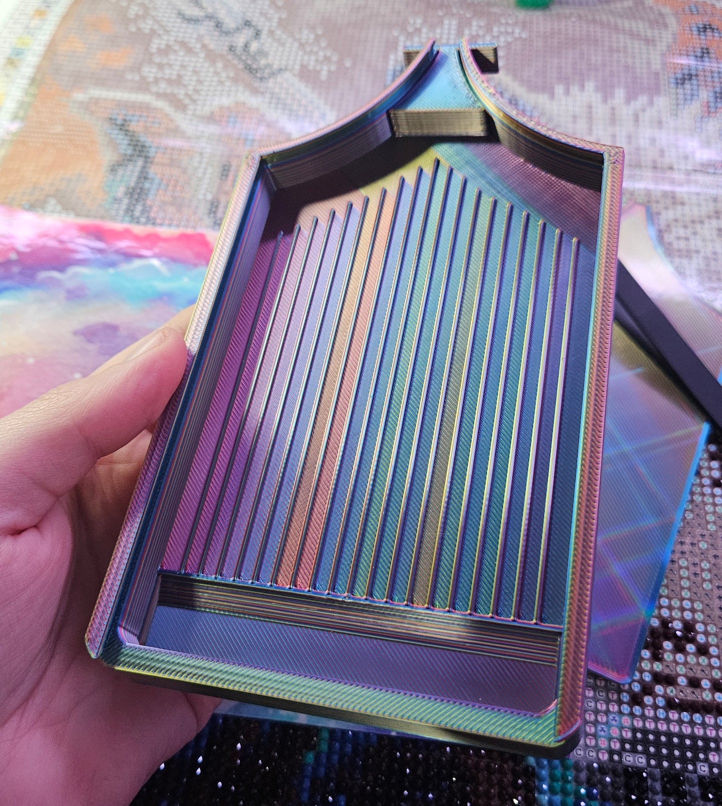Long ECLIPSE WASHI Diamond Painting Tray with Lid, Spill Resistant Diamond Art Accessory Cosmic Crafts