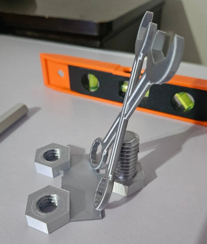 Gearhead Phone Holder – Crossed Wrench Design with Nuts, Novelty Mechanic Gift, 3D Printed Made To Order Cosmic Crafts