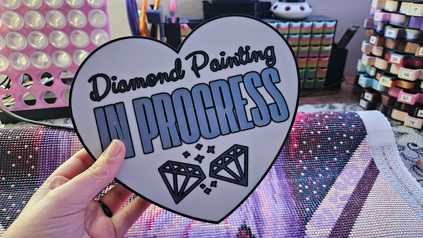 Diamond Painting In Progress Lightbox, Heart Shape LED Sign, 3D Printed Craft Room Decor, Custom Text Colors