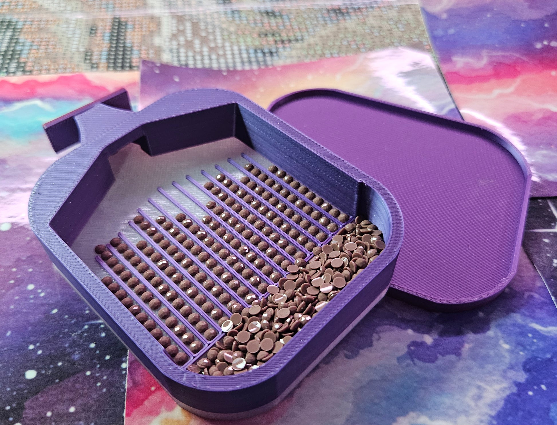 Multi-Color LUNA Washi Diamond Painting Tray with Snap Lid, Spout, Stopper Cosmic Crafts