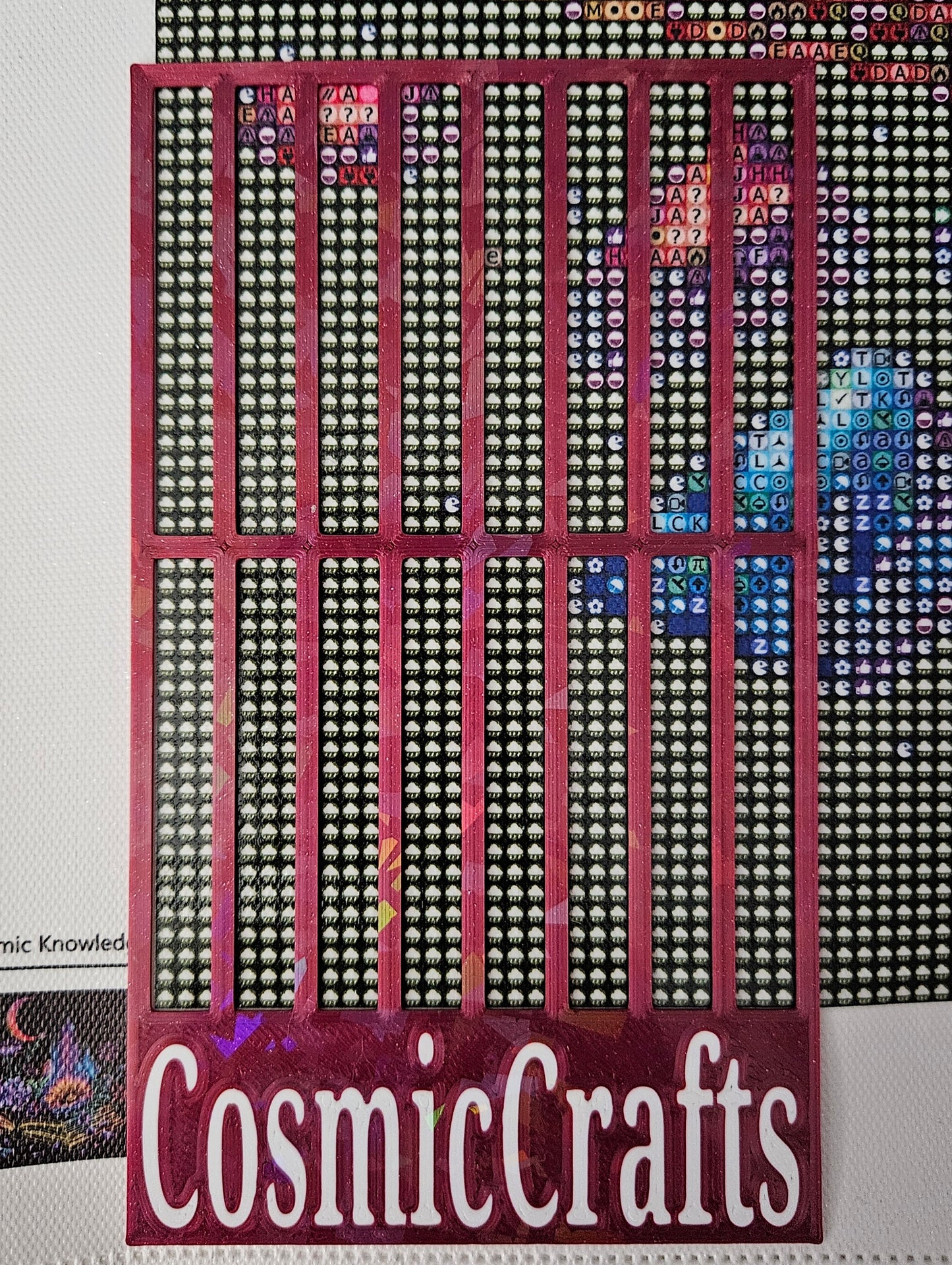 3D Printed Diamond Art Ruler, Compatible with Cosmic Craft & Forever Young Kits, 3-Row Spacing with Lift Tab