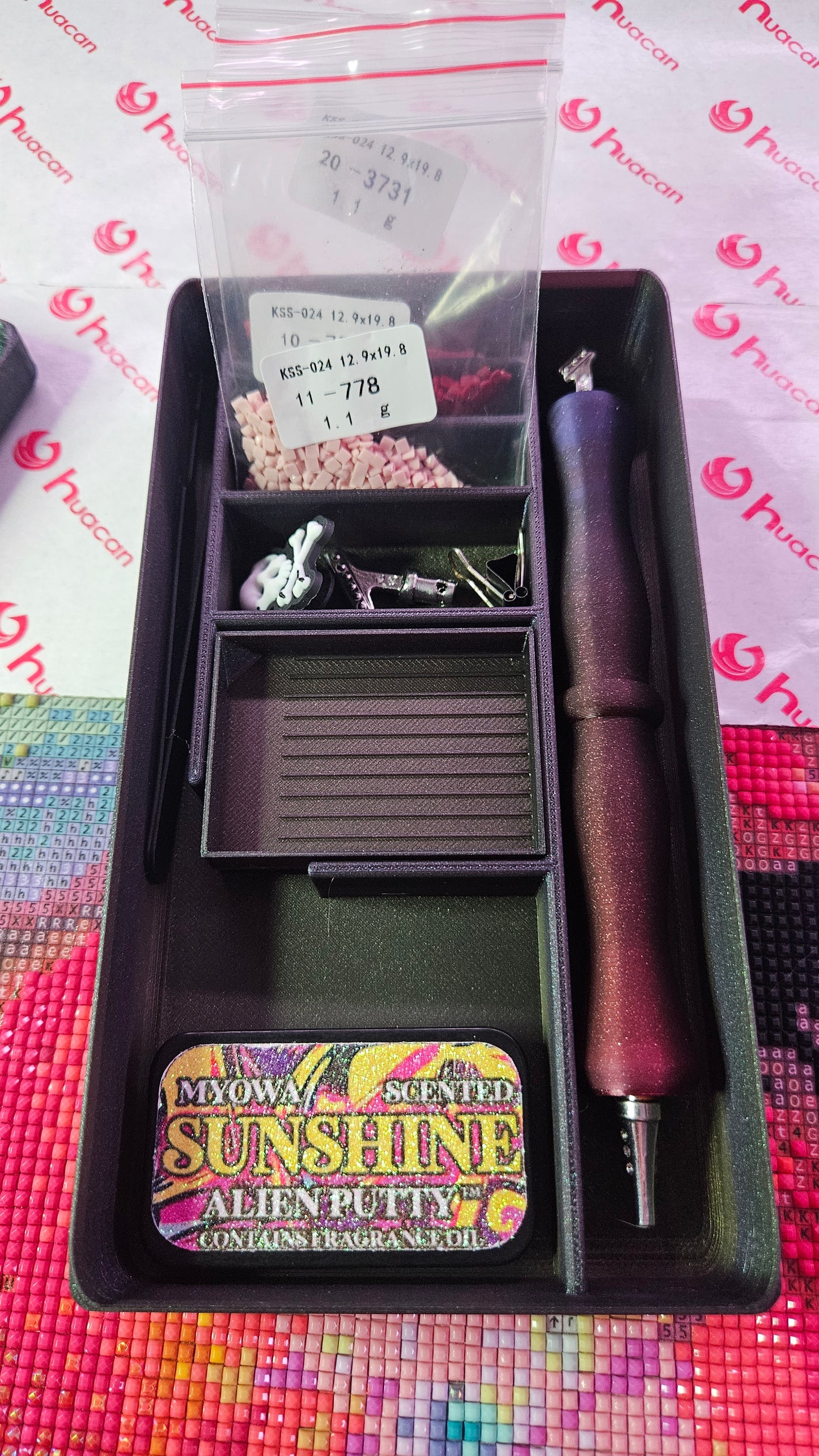 Diamond Painting Travel Box, Rhinestone Art Tool Organizer with Tray Lid, 3D Printed Craft Case