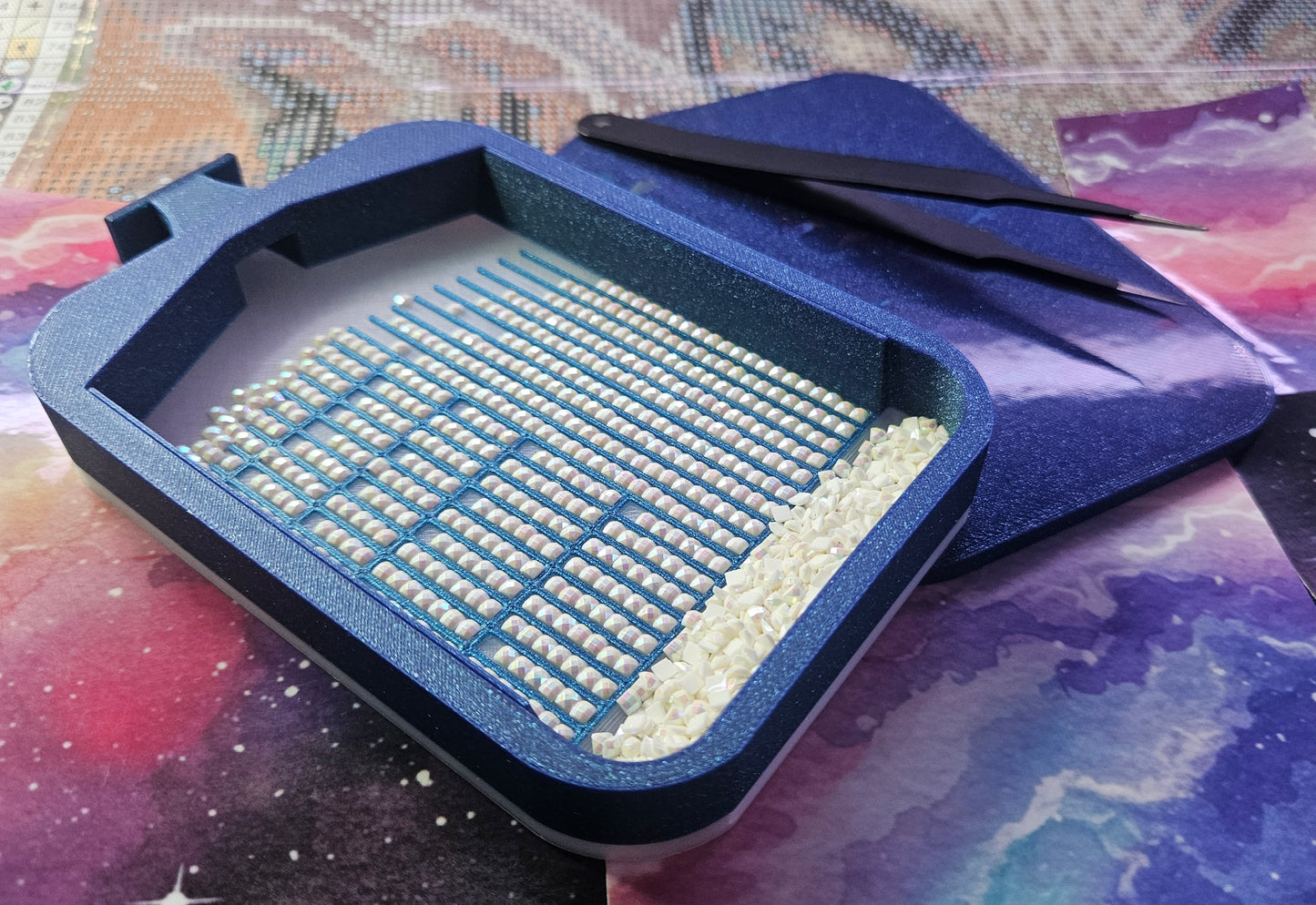 Multi-Color SOL Washi Multiplacer Diamond Painting Tray, Large Rhinestone Art Tray with Snap-On Lid Cosmic Crafts