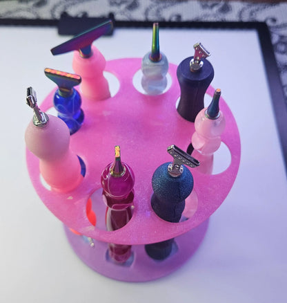 Spinning Carousel Diamond Painting Pen Holder with Sparkling Rhinestones, Holds 8 Pens, Diamont Art Tool Holder Cosmic Crafts