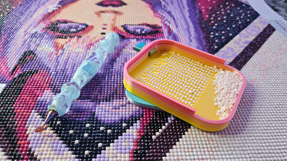 Pebble Washi Diamond Art Tray, 3D Printed Rhinestone Painting Organizer with Lid and Stopper Cosmic Crafts