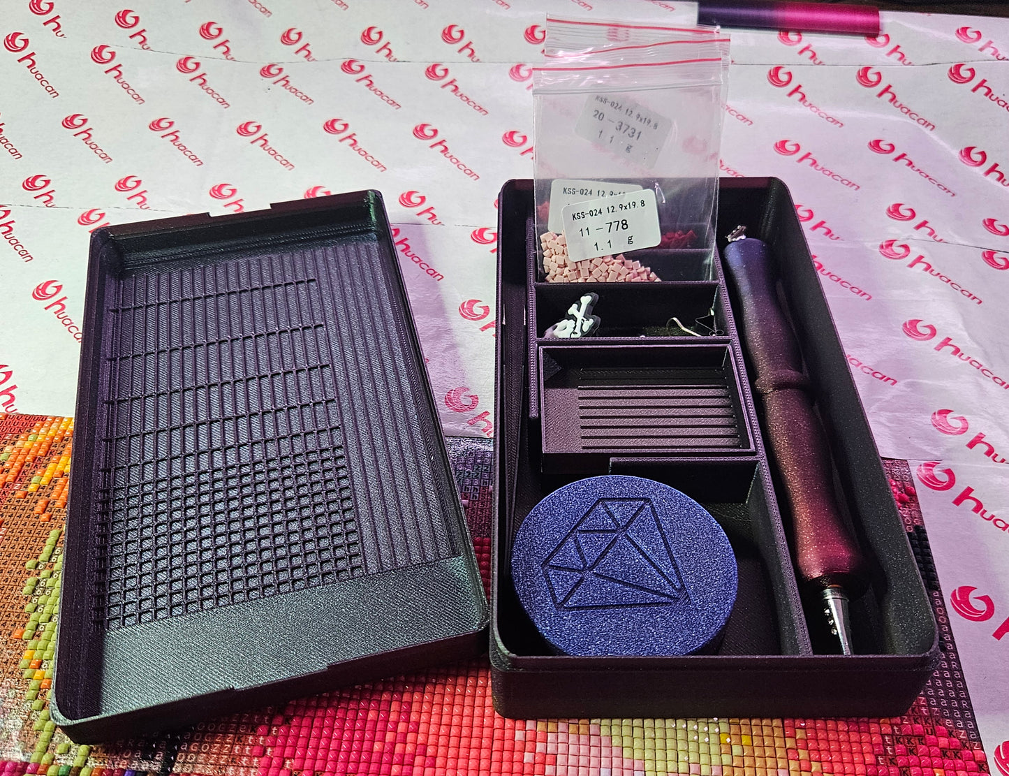 Diamond Painting Travel Box, Rhinestone Art Tool Organizer with Tray Lid, 3D Printed Craft Case