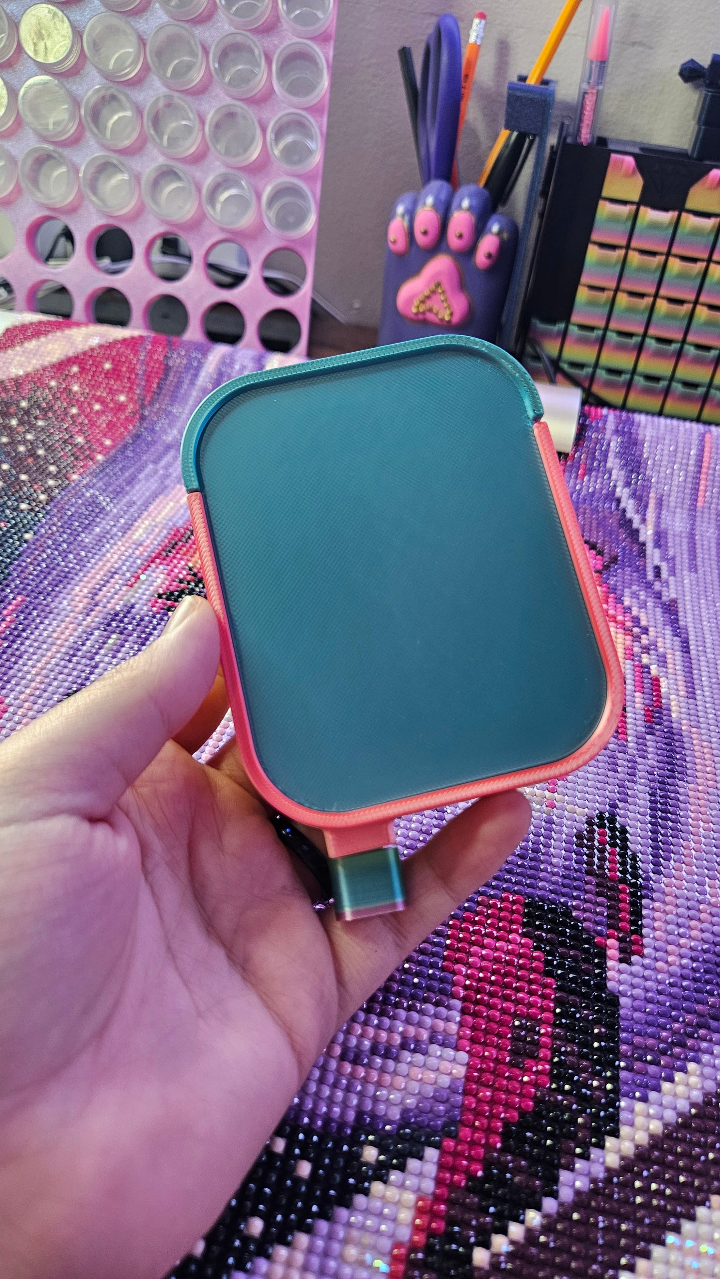 Pebble Washi Diamond Art Tray, 3D Printed Rhinestone Painting Organizer with Lid and Stopper