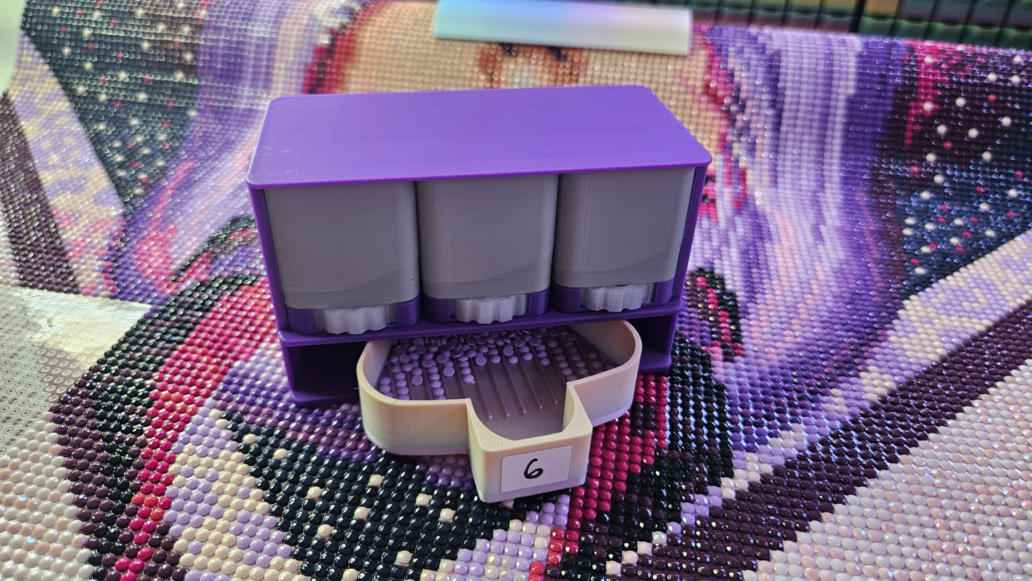 3-Color Diamond Drill Dispenser – 3D Printed Organizer for Diamond Painting Enhancements & Small Projects