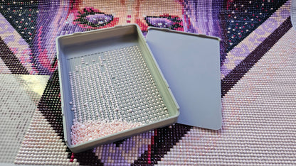 Large Diamond Painting Tray, Combo Spout-less Stacking 3D Printed Tray, Sliding Lid, Single Placer Grid + Standard Lines, STAR Series Cosmic Crafts