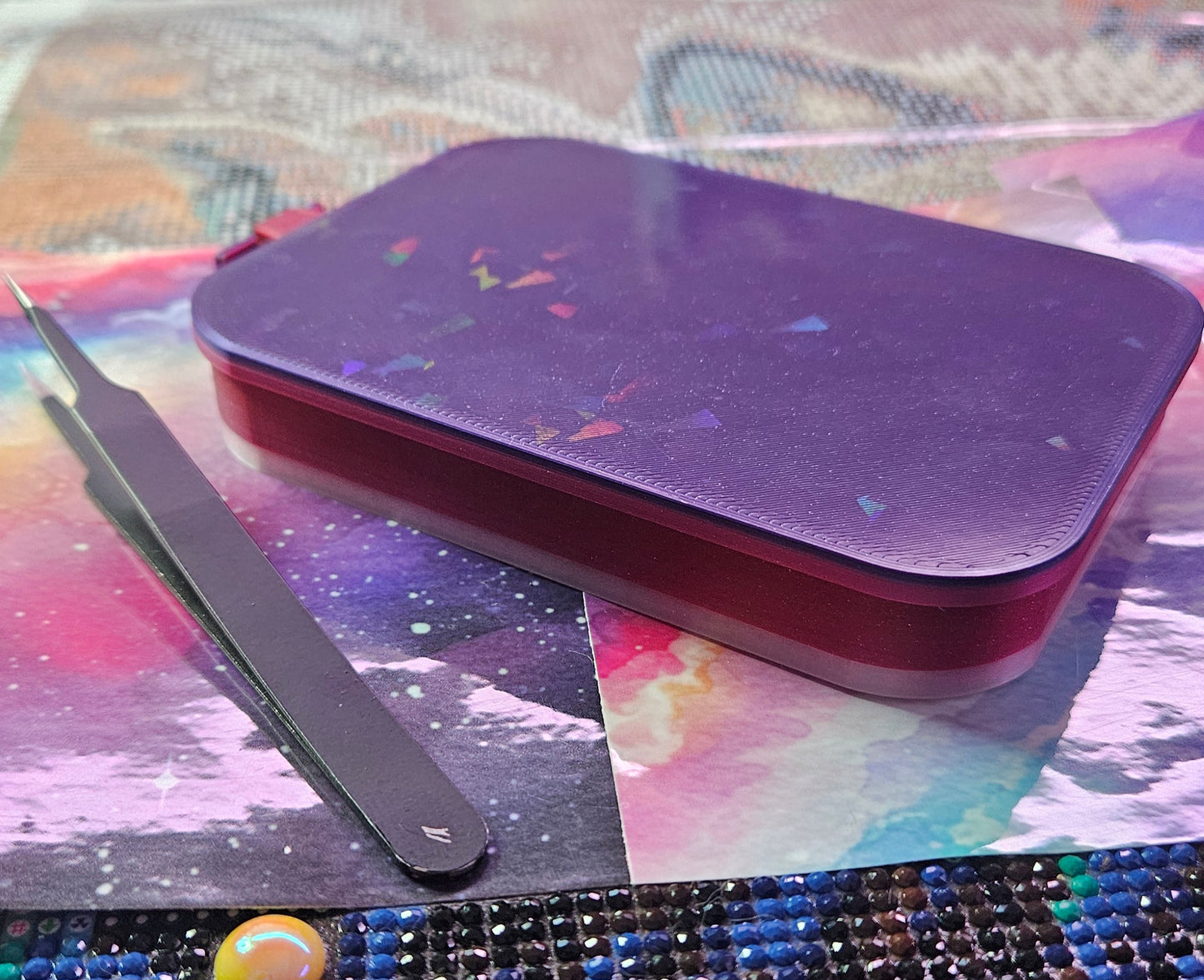 Multi-Color LUNA Washi Diamond Painting Tray with Snap Lid, Spout, Stopper Cosmic Crafts
