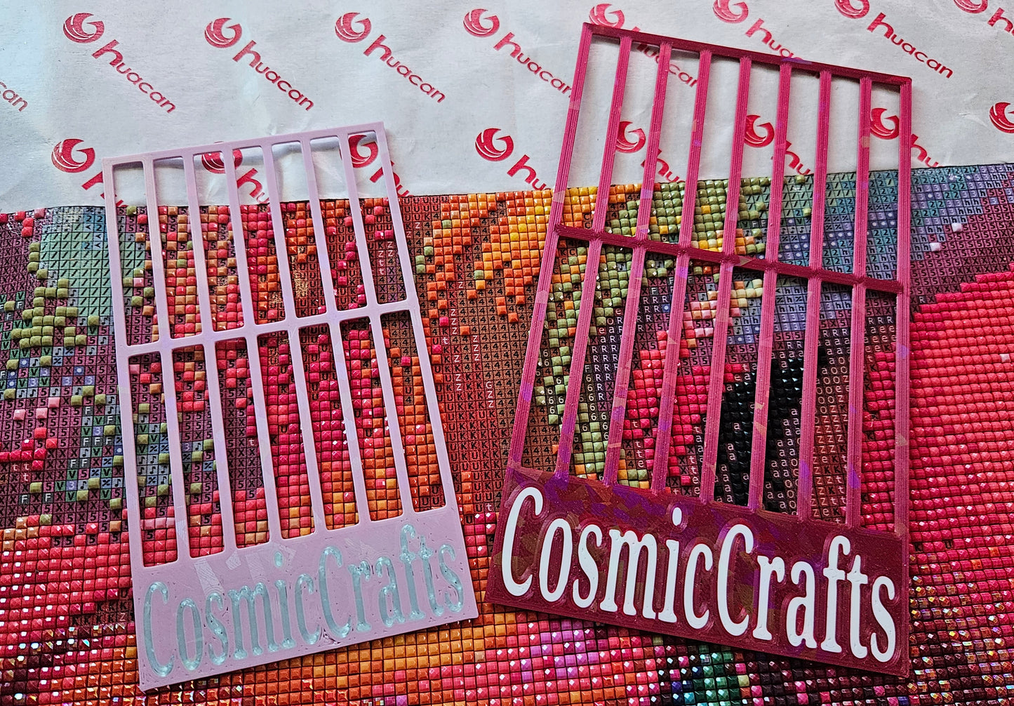 3D Printed Diamond Art Ruler, Compatible with Cosmic Craft & Forever Young Kits, 3-Row Spacing with Lift Tab
