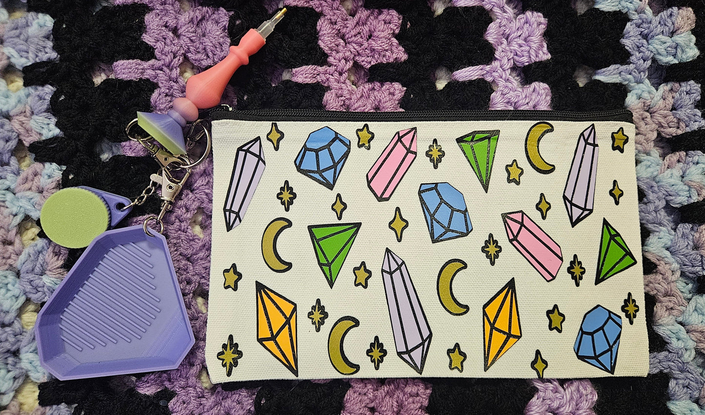 Diamond Painting Travel Bag & Diamond Art Keychain Kit, Cute To-Go Rhinestone Craft Bag & Toolkit Cosmic Crafts