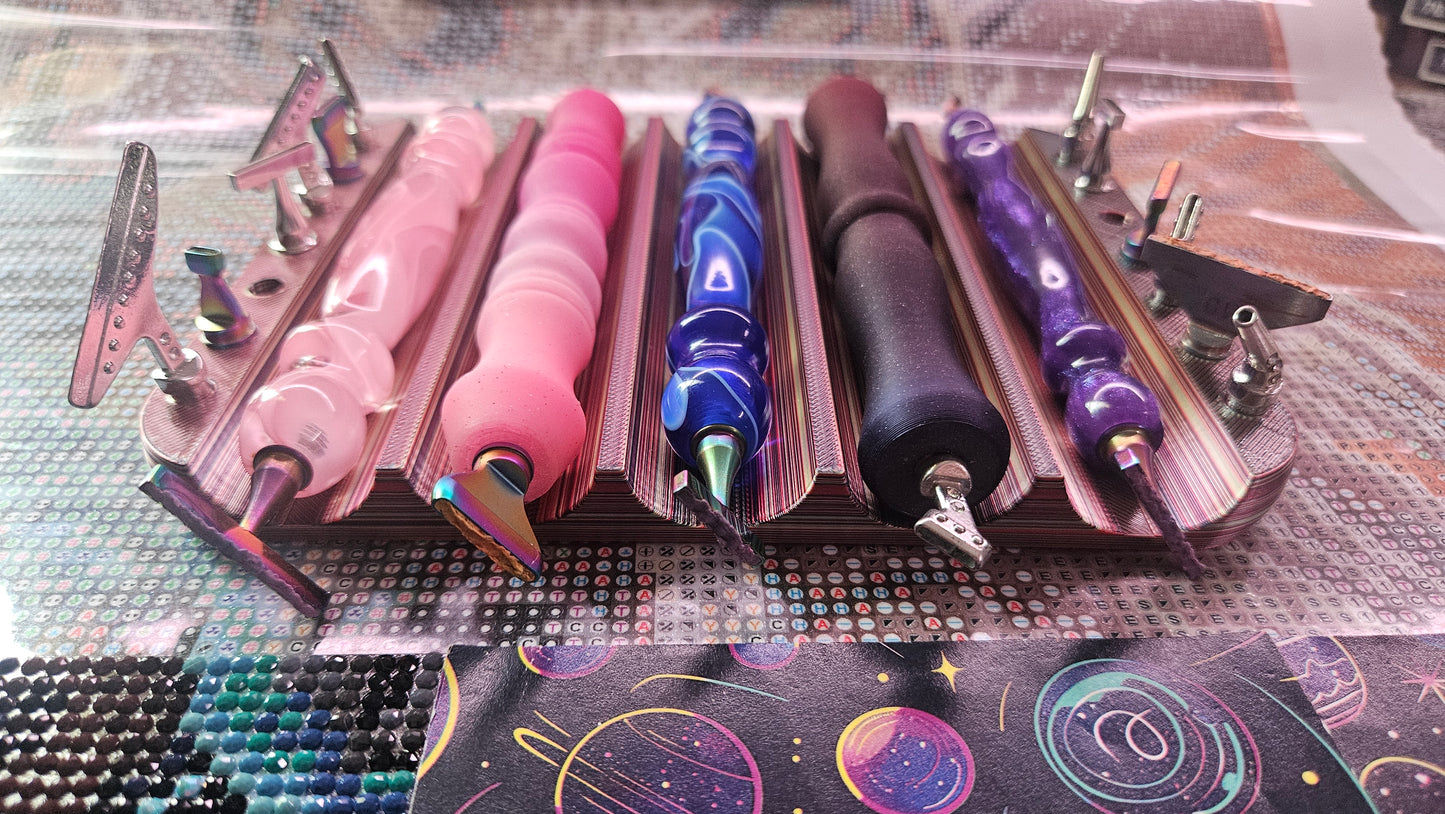 Diamond Painting Pen Holder, 5 Pen & 14 Tip Organizer, Diamond Art Tool Storage Cosmic Crafts