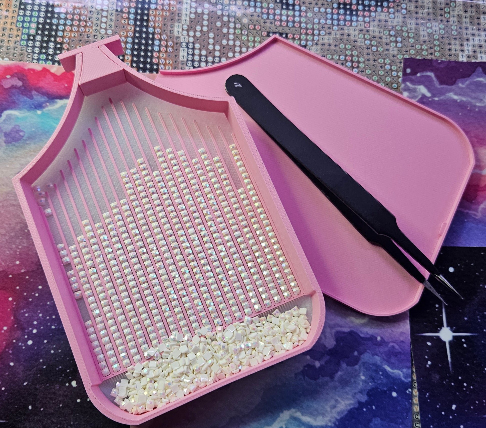 Multi-Color Planet Washi SNAP, Large Diamond Painting Tray with Snap-On Lid Cosmic Crafts