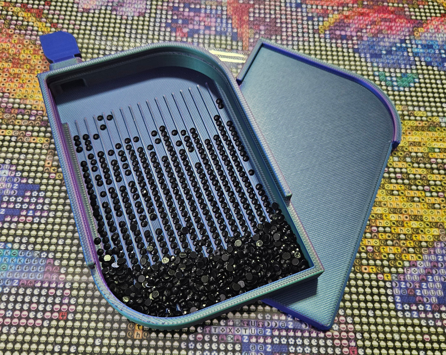 Leaf Diamond Art Tray with Sliding Lid & Stopper, 3D Printed Drill Organizer, Unique Diamond Painting Tool