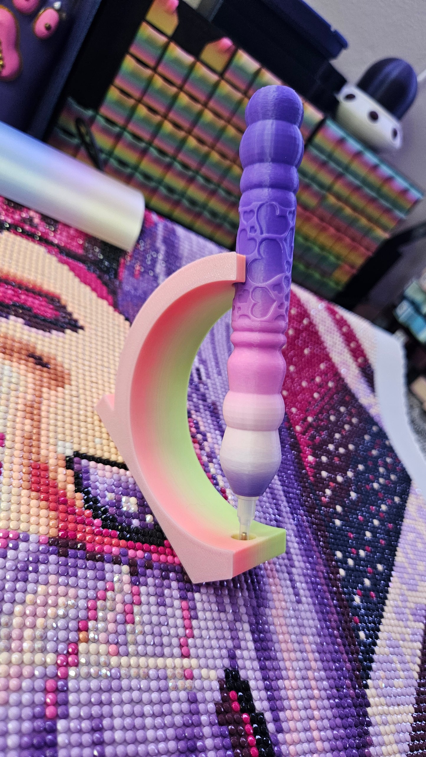 Stylish Diamond Art Pen HEART Style, Lightweight 3D Printed Tool, E-Painter Version Available, Comfortable and Colorful, Diamond Painting Accessory, Rhinestone Painting Pen