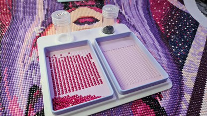 Dual Diamond Art Tray Confetti Station, 3D Printed Diamond Painting Organizer with Artdot Container Holder, Medium Drill Tray System Cosmic Crafts