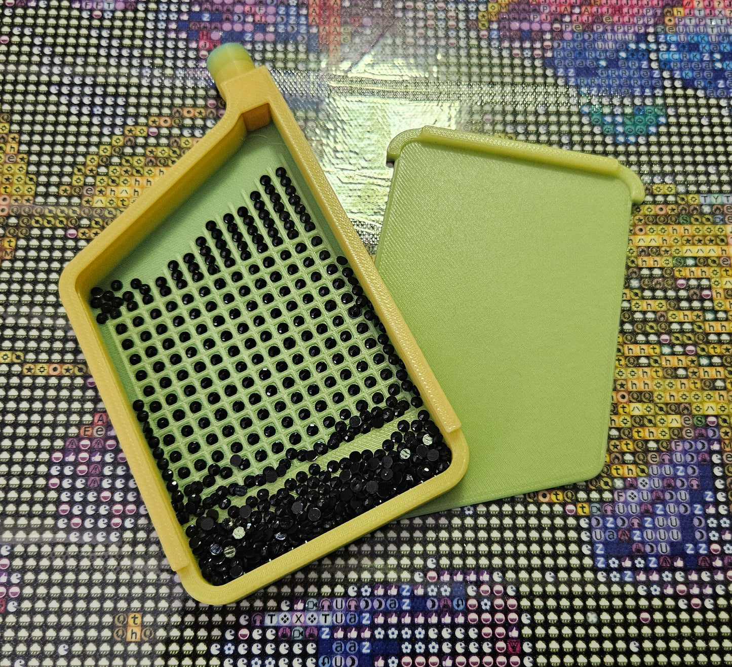 3D Printed Single Placer with Washi Diamond Art Tray, Stylish Diamond Painting Tool, Sliding Lid and Spout Stopper