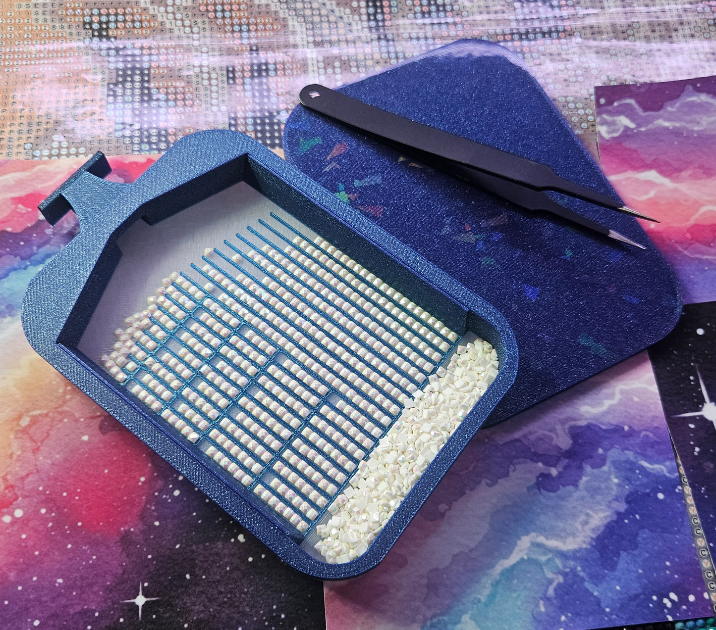 Multi-Color SOL Washi Multiplacer Diamond Painting Tray, Large Rhinestone Art Tray with Snap-On Lid Cosmic Crafts
