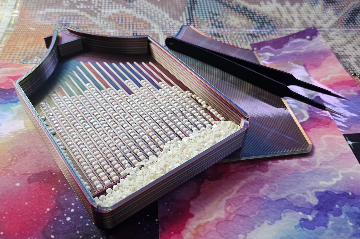 ECLIPSE WASHI Diamond Painting Tray with Lid, Spill Resistant Diamond Art Accessory Cosmic Crafts
