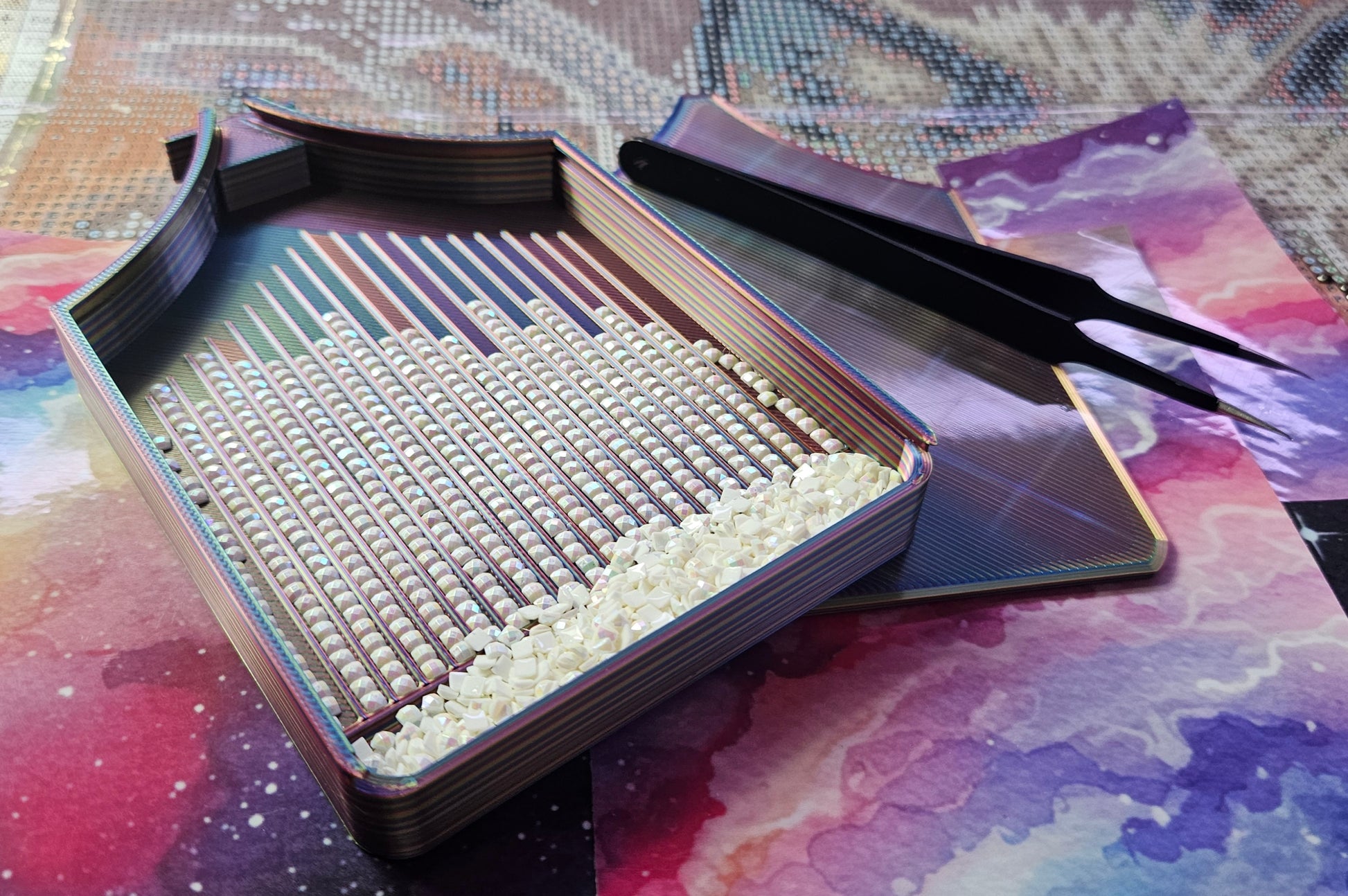 ECLIPSE WASHI Diamond Painting Tray with Lid, Spill Resistant Diamond Art Accessory Cosmic Crafts