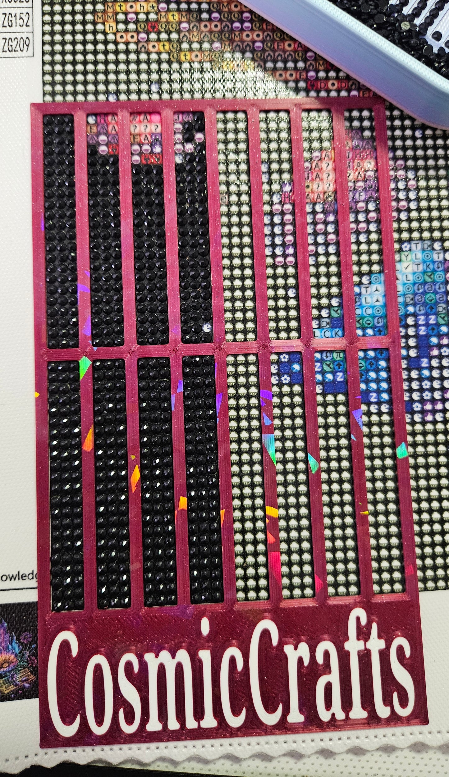 3D Printed Diamond Art Ruler, Compatible with Cosmic Craft & Forever Young Kits, 3-Row Spacing with Lift Tab