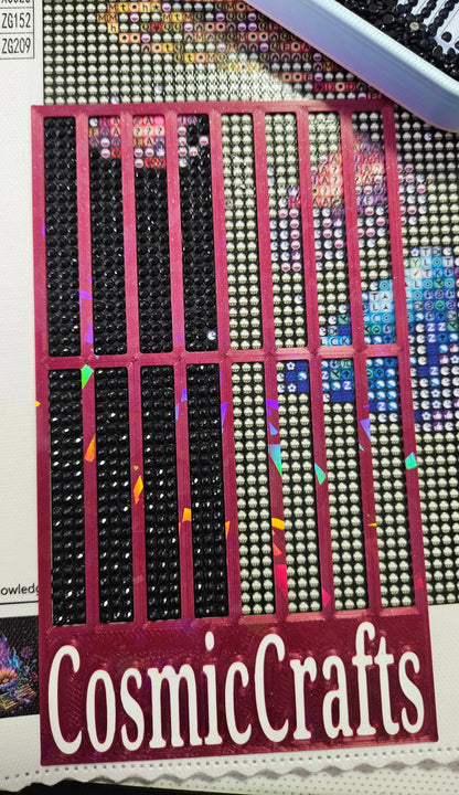 3D Printed Diamond Art Ruler, Compatible with Cosmic Craft & Forever Young Kits, 3-Row Spacing with Lift Tab Cosmic Crafts