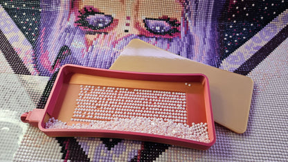 Extra Long Vertical Diamond Painting Tray with Snapping Lid & Stopper, Deep Groove Drill Organizer, Large Bead Sorting Tray for Diamond Art Cosmic Crafts