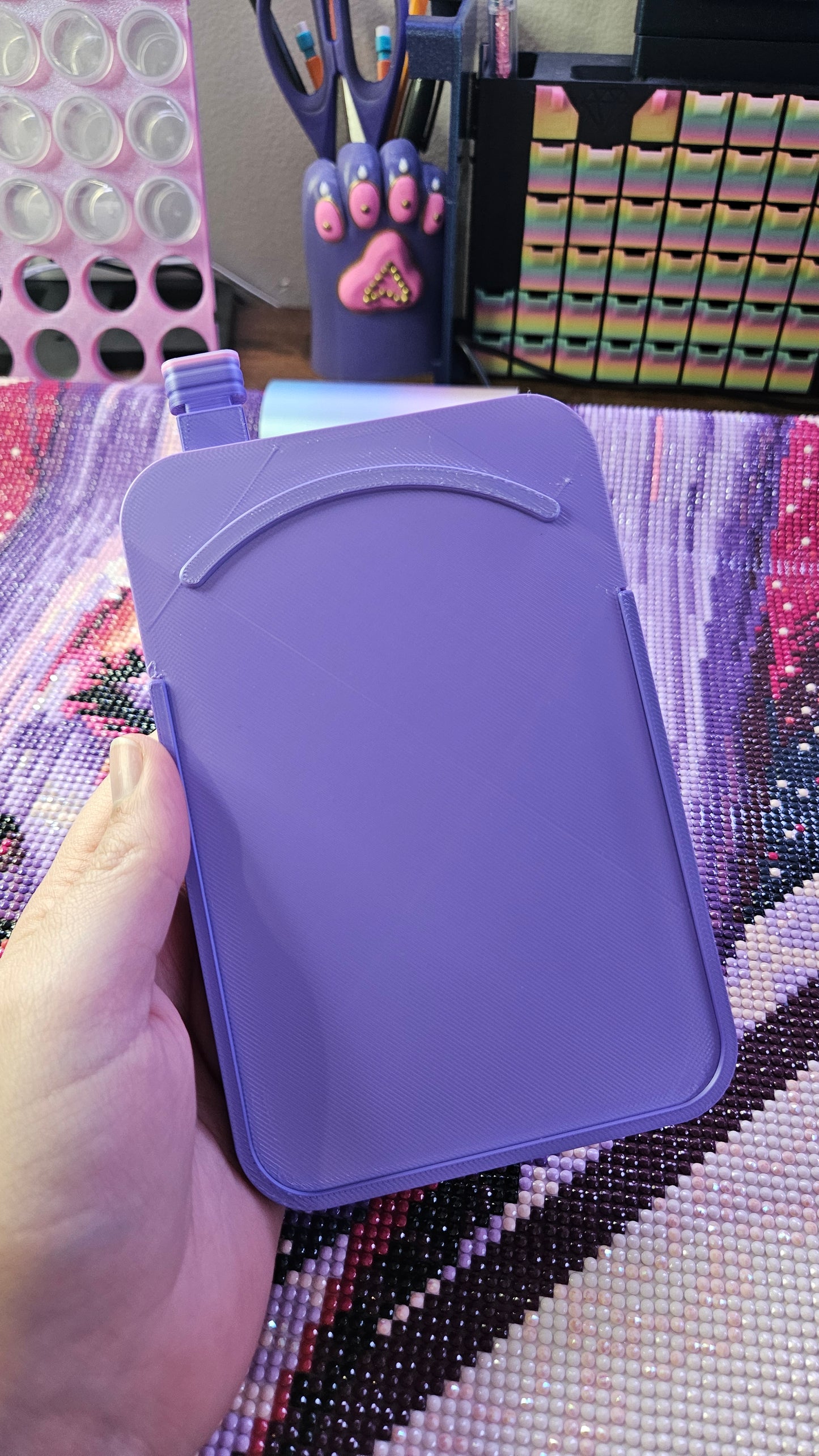 V2 Extra Large Diamond Art Tray Washi Feature, 3D Printed Drill Tray, with Sliding Lid and Stopper, Diamond Painting Accessory