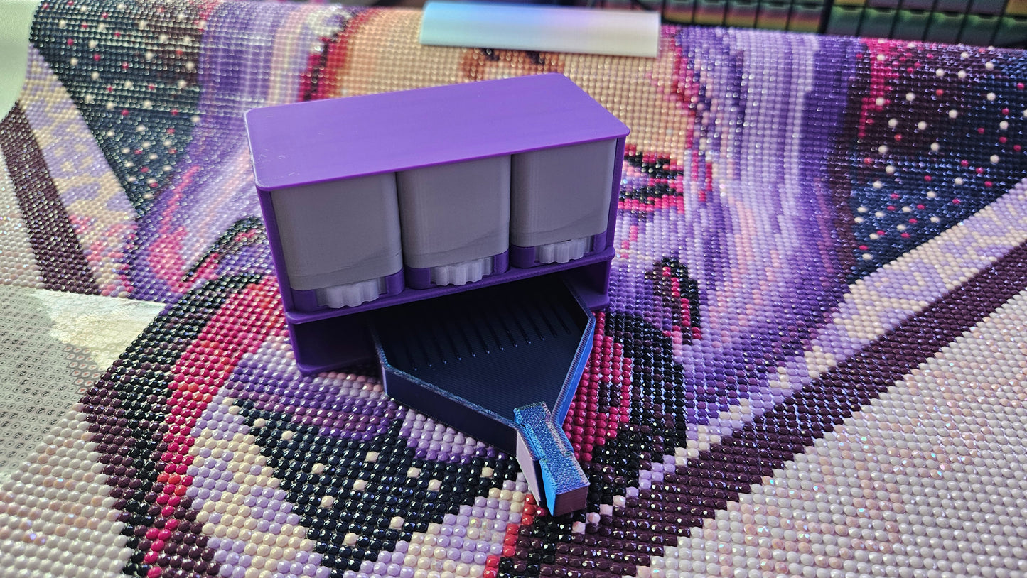 3-Color Diamond Drill Dispenser – 3D Printed Organizer for Diamond Painting Enhancements & Small Projects