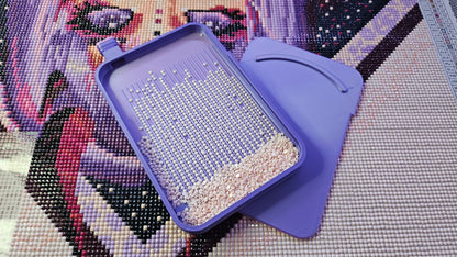 V2 Extra Large Diamond Art Tray Washi Feature, 3D Printed Drill Tray, with Sliding Lid and Stopper, Diamond Painting Accessory Cosmic Crafts