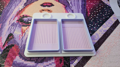 Dual Diamond Art Tray Confetti Station, 3D Printed Diamond Painting Organizer with Artdot Container Holder, Medium Drill Tray System Cosmic Crafts