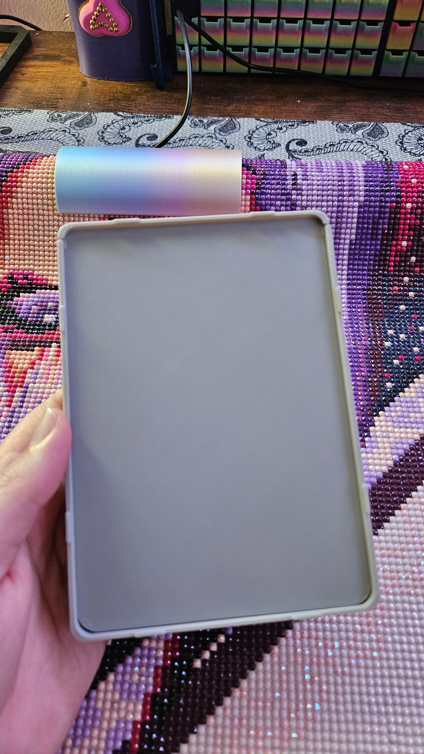 Large Diamond Painting Tray, Combo Spout-less Stacking 3D Printed Tray, Sliding Lid, Single Placer Grid + Standard Lines, STAR Series (Copy)