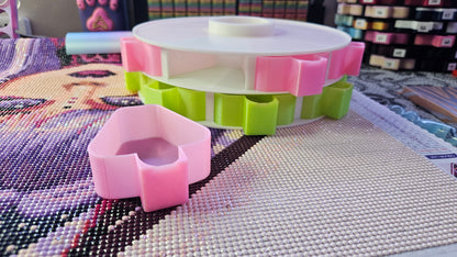 Thick Diamond Painting Carousel, Deep Tray Organizer for Drills & Beads, 3D Printed Spinning Storage Tower for Diamond Art