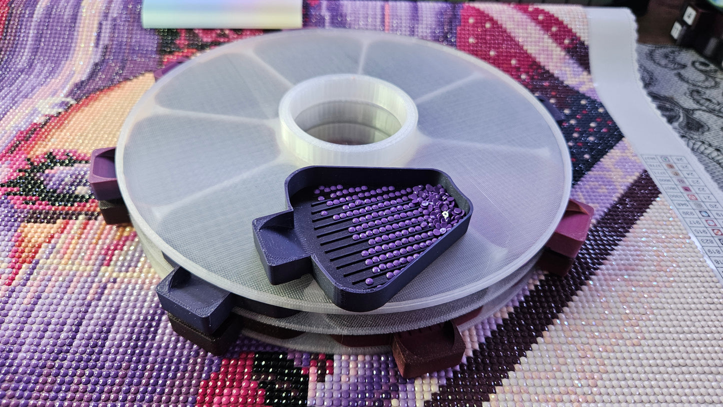 Thin Line Diamond Painting Carousel, Slim Drill Organizer Tower, Lightweight Spinning Tray for Diamond Art & Beads